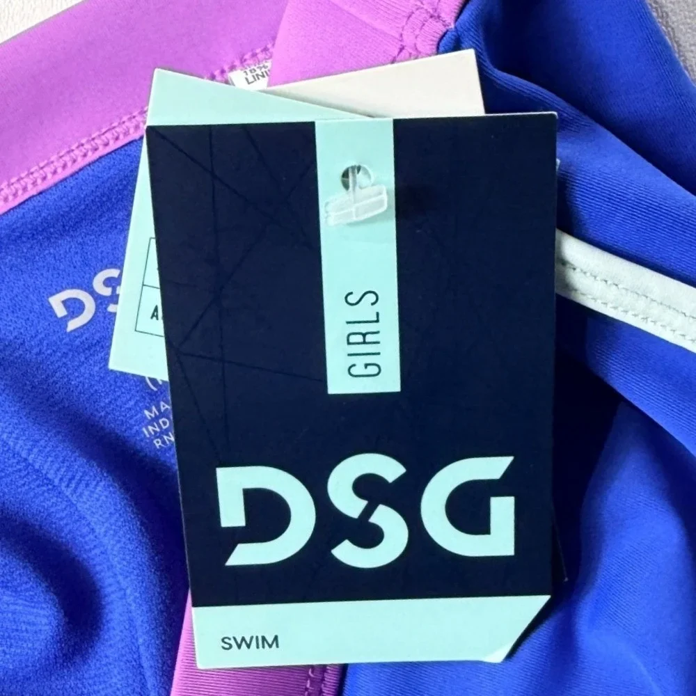Lot of 2 DSG Girls XL 16 Swim Bottoms Blue Shorts Floral High Waist DSG7066 NWT